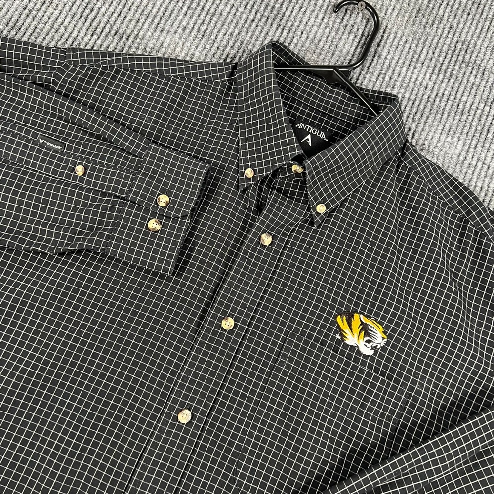 Missouri Tigers Mizzou Shirt Mens Large Black Check Long Sleeve Button Down